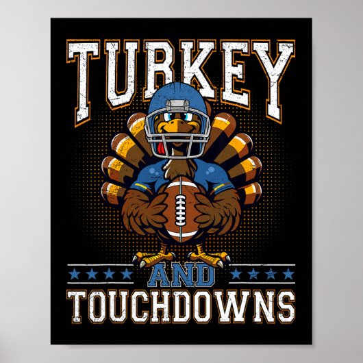 Poster Thanksgiving Turquie Et Touchdowns Football Hommes (Devant)