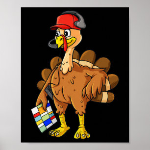 Poster Thanksgiving Turquie Football Entraîneur Amusants