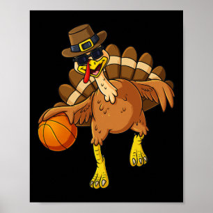Poster Thanksgiving Turquie Joueur de basket-ball Amusant