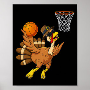 Poster Thanksgiving Turquie Joueur de basket-ball Amusant