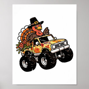 Poster Thanksgiving Turquie Monster Truck Fall Toddler Bo