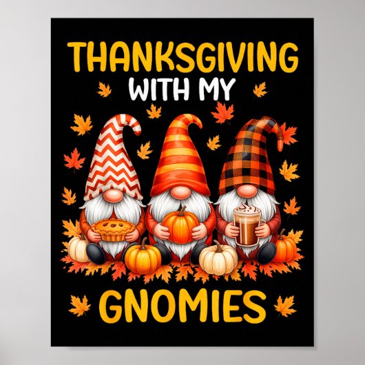 Poster Thanksgiving With My Gnomies Funny Autumn Fall Gno (Devant)