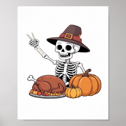 Poster Thanksgiving X-ray Skeleton Funny Rock Hand Fall L (Devant)