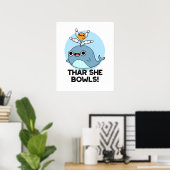 Poster Thar She Bowls Funny Whale Bowling Pun (Bureau à domicile)