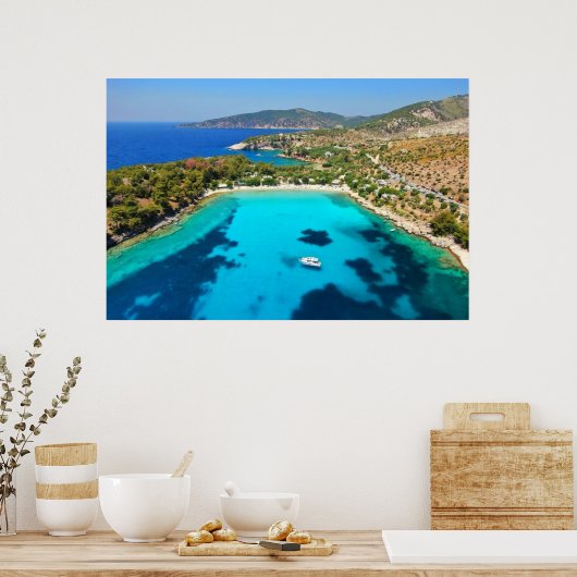 Poster Thassos île Kavala Grèce Eau Turquoise Bleu (Cuisine)