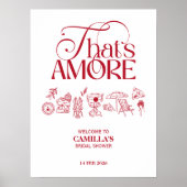 Poster That’s Amore Red hand drawn Bridal Shower (Devant)