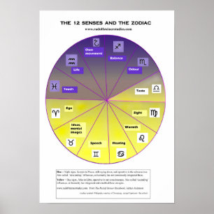 Poster The 12 senses and the zodiac