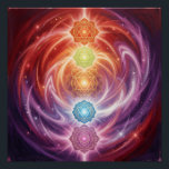 Poster The 7 Chakras´10<br><div class="desc">The 7 chakras are energy centers aligned along the spine that influence different areas of life — from safety and creativity to confidence,  love,  communication,  intuition,  and spirituality. When balanced,  they support harmony,  inner strength,  and overall well-being.</div>