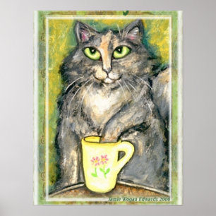 Poster Thé aimant le chat de ragondin du Maine