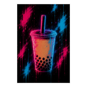 Poster Thé aux bulles de néon