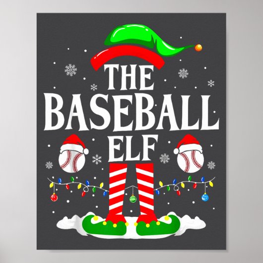 Poster The Baseball Elf Funny Christmas Srt Lovers Xmas E (Devant)