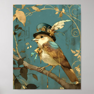 Poster The blue songbird | Design for Nursery Wall Art