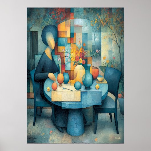 Poster The Blue Table Reinterpretation Masterpiece (Devant)