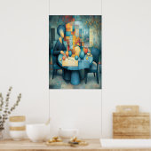 Poster The Blue Table Reinterpretation Masterpiece (Cuisine)