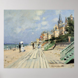 Poster The Boardwalk at Trouville by Claude Monet
