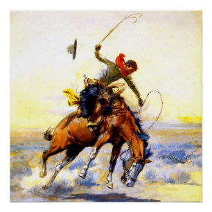 Poster « The Bucker » Art occidental par Charles M Russel