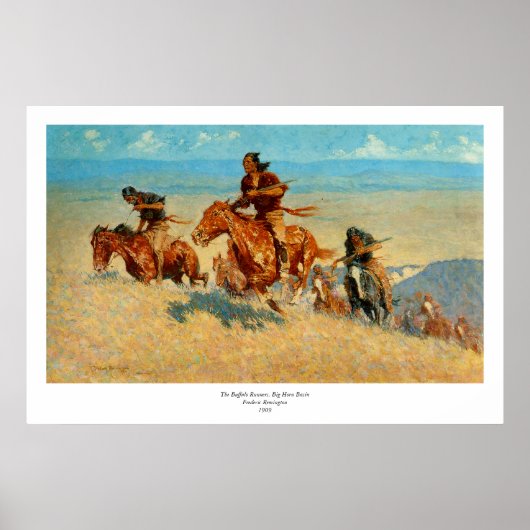 Poster The Buffalo Runners de Frederic Remington (1909) (Devant)
