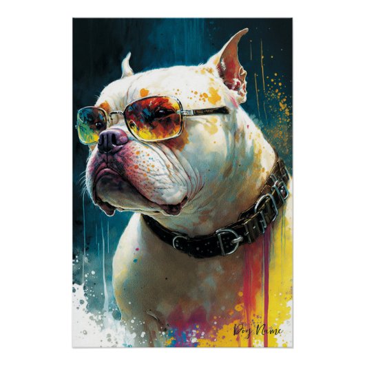 Poster The Bulldog With Sunglasses - Composition 008 (Devant)