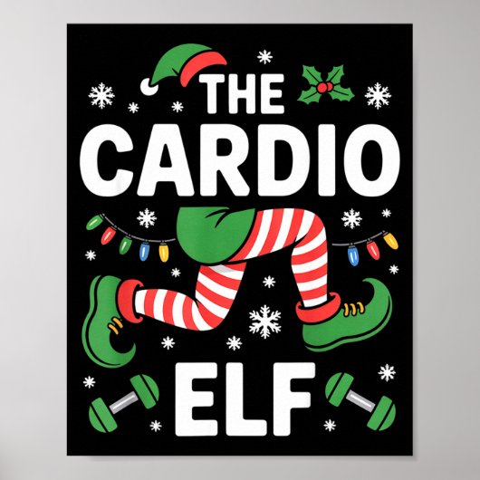 Poster The Cardio Elf Funny Fitness Christmas Gym Workout (Devant)