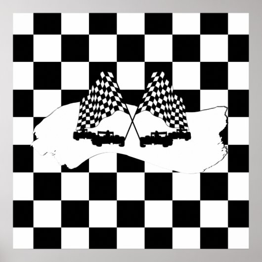 Poster The Checker Flag and Race Cars (Devant)