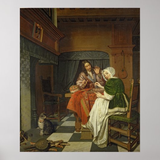 Poster The Chess Players, c.1670 (Devant)