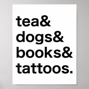 Poster Thé Chiens Livres Tatouages _1