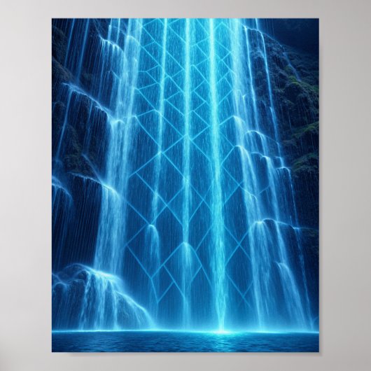 Poster The Cybernetic Cascade: A Luminous Digital Waterfa (Devant)
