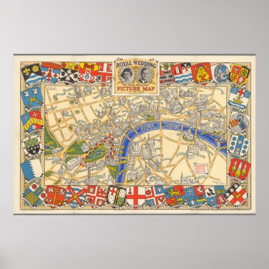 Poster The Daily Telegraph Map of the Royal Wedding (Devant)