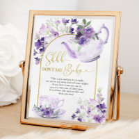 Thé de Baby shower floral pourpre Ne pas dire bébé
