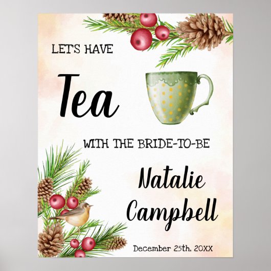 Poster Thé de bienvenue Mariage Design de Noël (Devant)