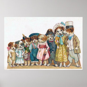 Poster "The Dog Family" Vintage