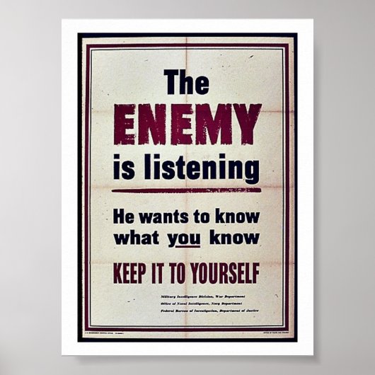 Poster The Enemy Is Listening (Devant)