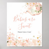 Poster Thé floral rose pour deux bébés sont doux (Devant)