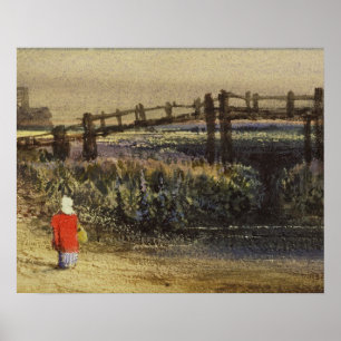 Poster The Footbridge (Landscape with Red Cloak)