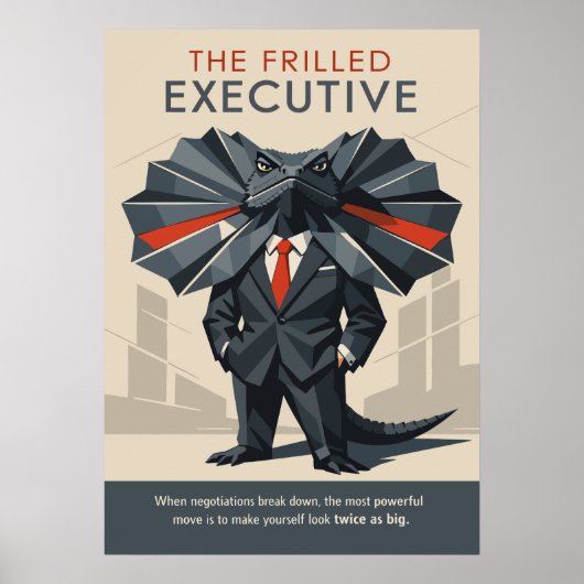 Poster The Frilled Executive Funny Lizard Art (Devant)
