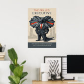 Poster The Frilled Executive Funny Lizard Art (Bureau à domicile)