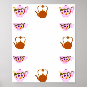 Poster Thé Fruit & Feuille, Teapup Et Teakettle Cuivre