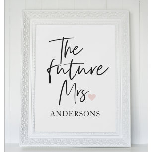 Poster The Future Mrs and Your Name   Modern Beauty Gift