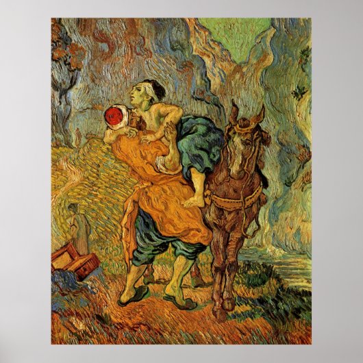 Poster The Good Samaritan after Delacroix by van Gogh (Devant)