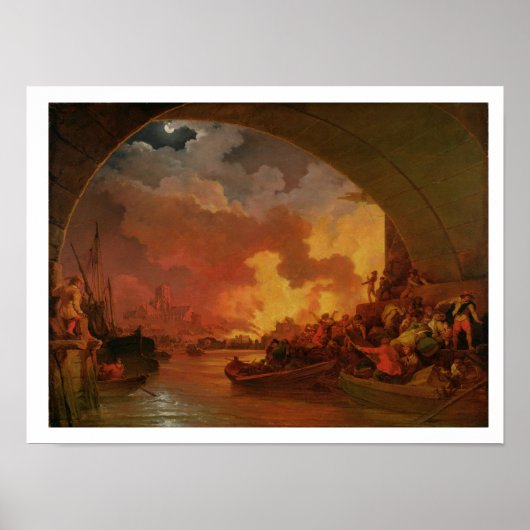 Poster The Great Fire of London, c.1797 (huile sur toile) (Devant)