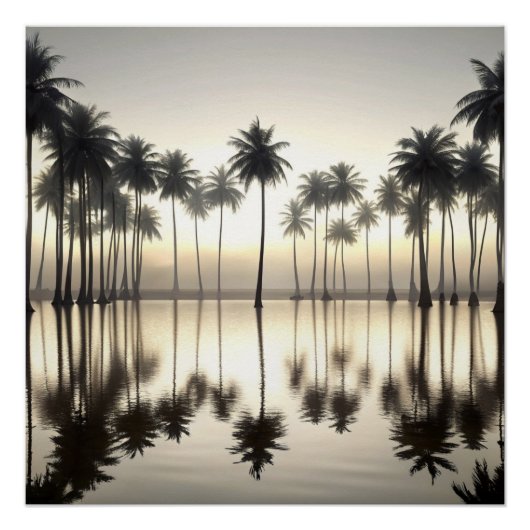 Poster The Great Wave of Palm Trees Water Mirror (Devant)
