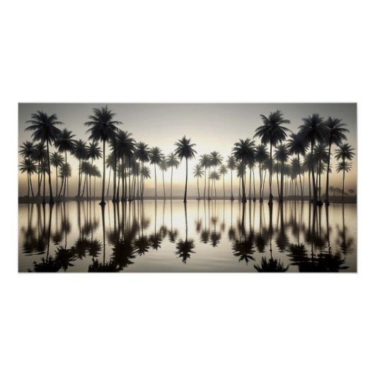 Poster The Great Wave of Palm Trees Water Mirror (Devant)