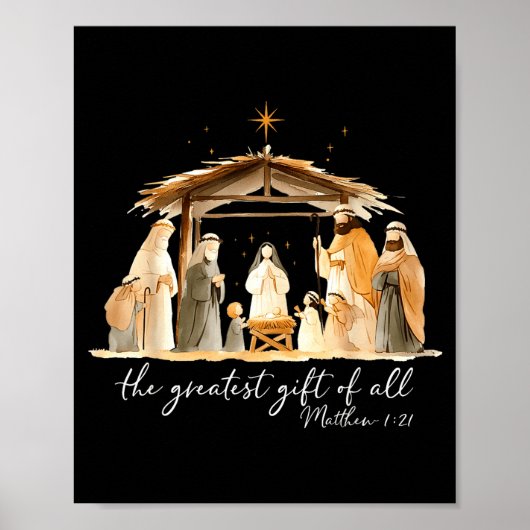 Poster The Greatest Gift Of All Nativity Scene Christian (Devant)