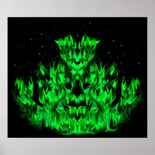 Poster The green Flame Monster in The Starlight Sky