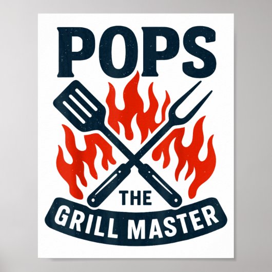 Poster The Grill Master Bbq Father's Day Grandpa Grilling (Devant)