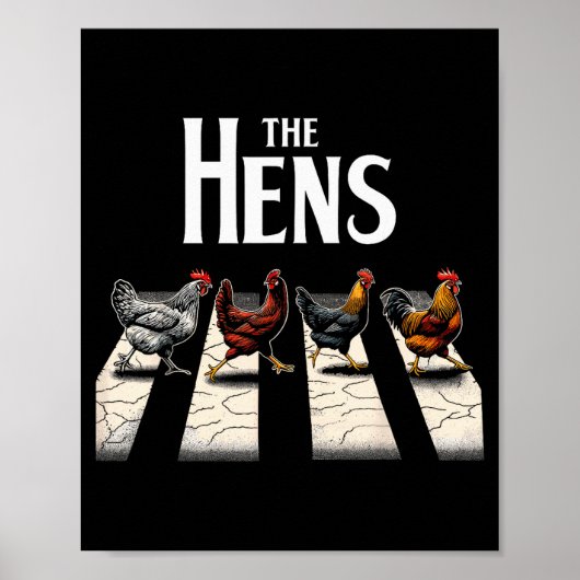Poster The Hens Retro Chicken Men Kids Women Funny Chicke (Devant)