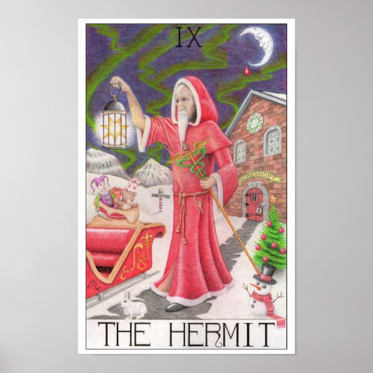 Poster The Hermit tarot card (Devant)