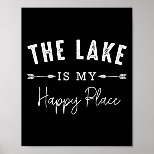 Poster The Lake Is My Happy Place Camping Fishing Boating (Devant)