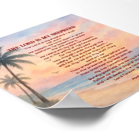 Poster The Lord Is My Shepherd Psalm 23 Sunset Beach  (Coin)