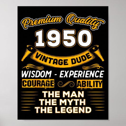Poster The Man Myth Legend 1950 75th Birthday Gift 75 Yea (Devant)